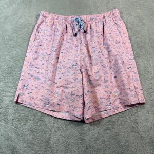 Peter Millar Seaside Swim Trunks Mens Medium Pink 7" Inseam Fish Beach Summer